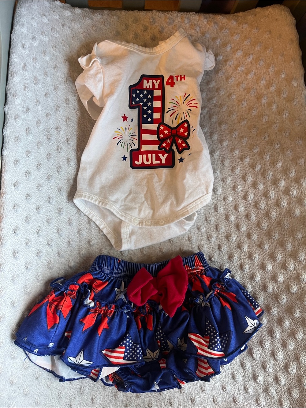 Fourth of July Baby Bodysuit and Skirt Set - White & Blue